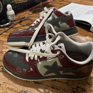 Bape Men's Sneakers in Burgundy and Gray